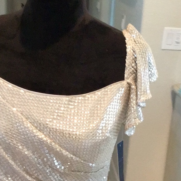 Shoshanna midnight Tessa dress, metallic, assymetric hem, size 6, NWT - Picture 3 of 14